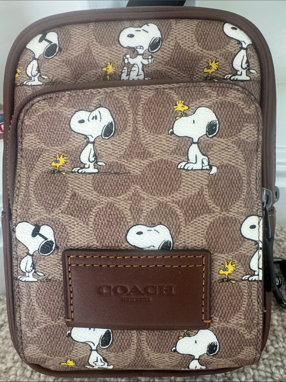 Coach Brown Signature Snoopy & Woodstock Belt Bag